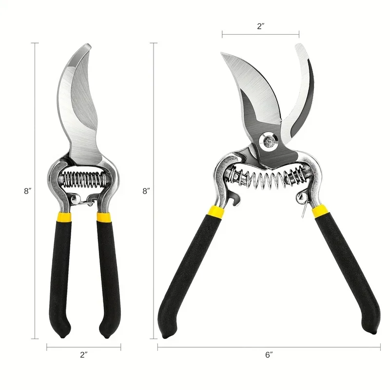 Deli Heavy Duty Steel Curved Blade Pruners, Garden Pruning Shears, 8