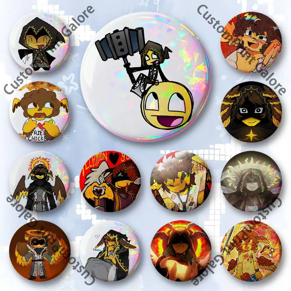 

T-TelamonS Shedletsky Q Version Badges 58 44 32 75 25 mm Enamel Pin Tinplate Round Brooch Cosplay Nijigen Otaku Culture
