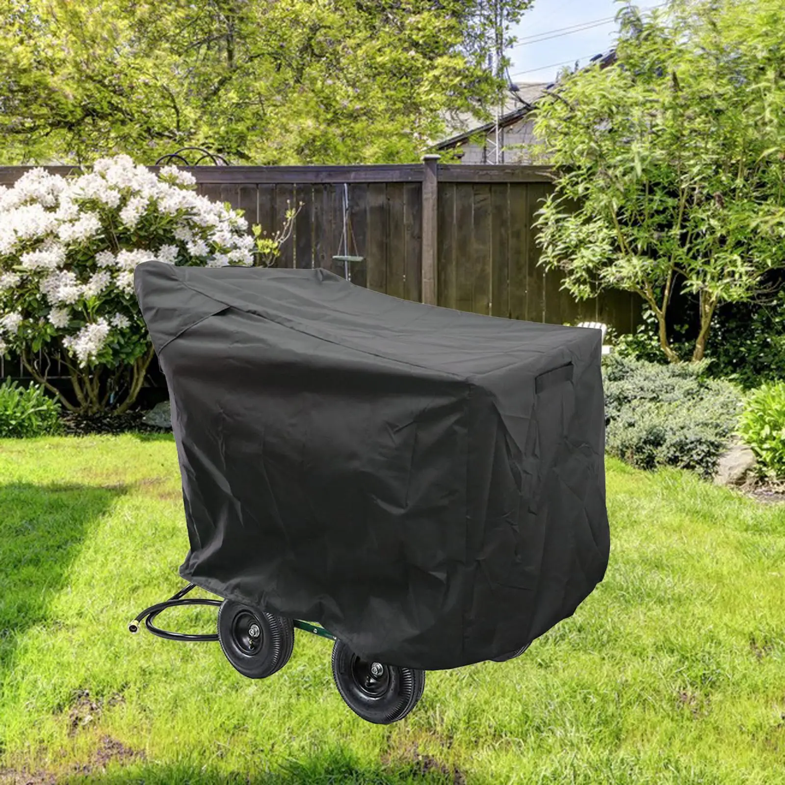 

Garden Hose Reel Cart Cover Easy to Clean Air Vent Black Hose Cart Protector Protection Cover Tool Cart Cover for Outdoor Patio