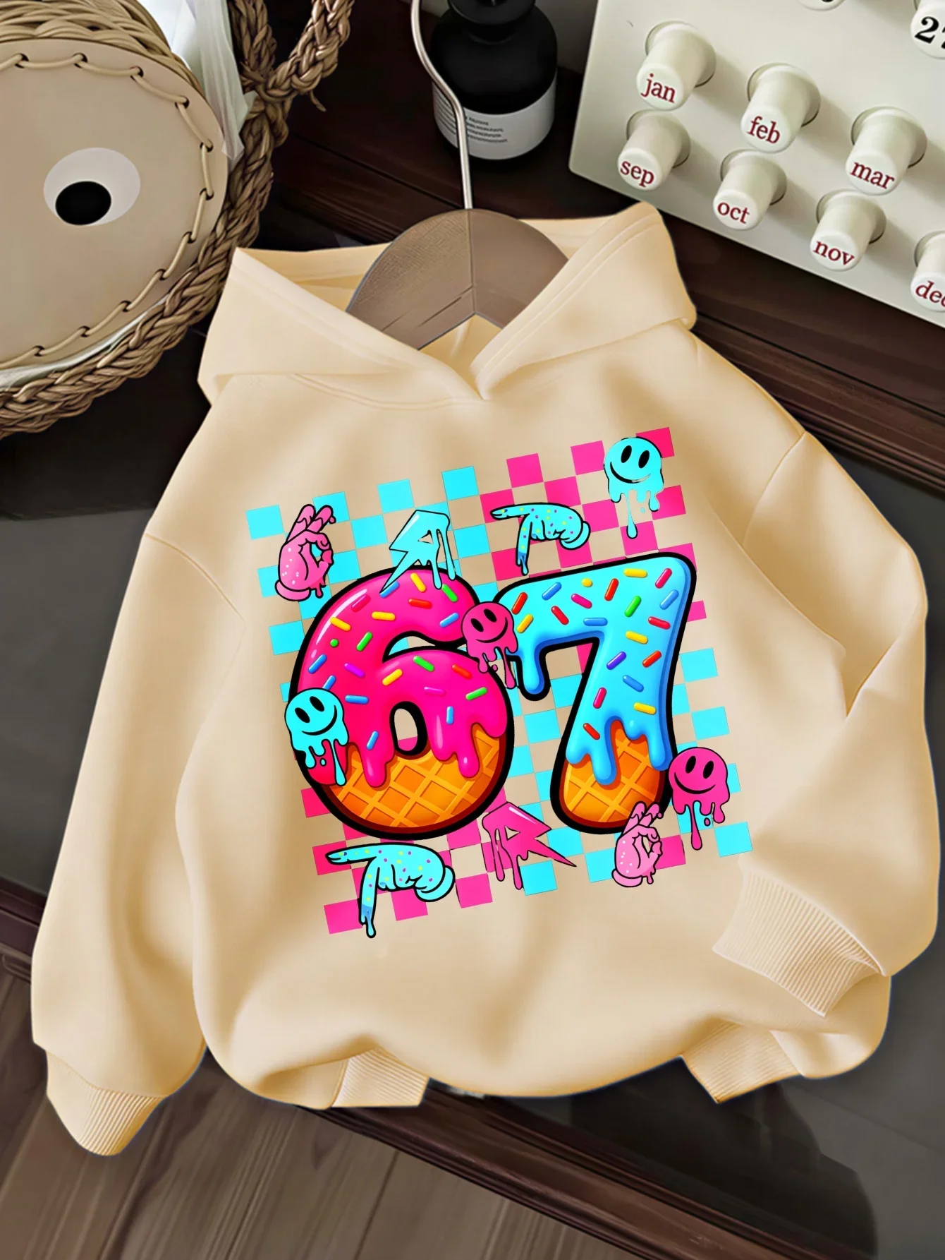Children's Fleece-Lined Hoodie for Autumn/Winter – Warm Casual Pullover with Colorful 