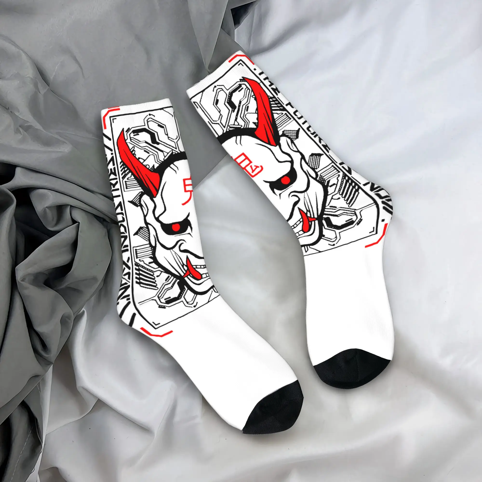 

Custom The Future Japanese Oni Samurai Techwear Men Women Crew Socks Unisex Cute Spring Summer Autumn Winter Dress Socks