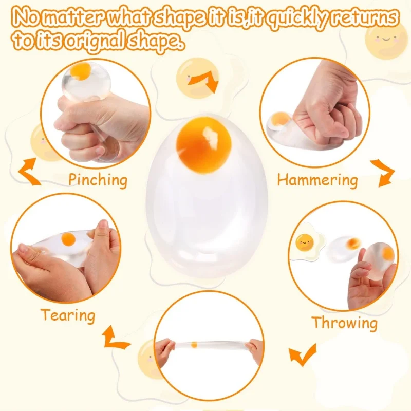 2 Stück Funky Egg Squishy Ball Clear Squeeze Splat Ball Osterkorbfüller Squishies Fun Toy Anxiety Reducer für Kinder Erwachsene – Detail 3