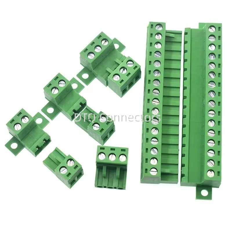 1Sets solderless docking type 2EDGRKC 5.08MM screw terminal block connector PCB plug-in type 2edg type green terminal block