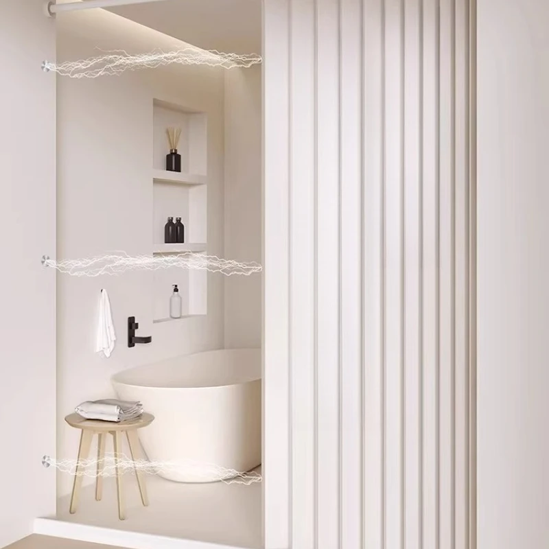 

No punching toilet wall hanging folding tarp shower dry and wet separation partition curtain