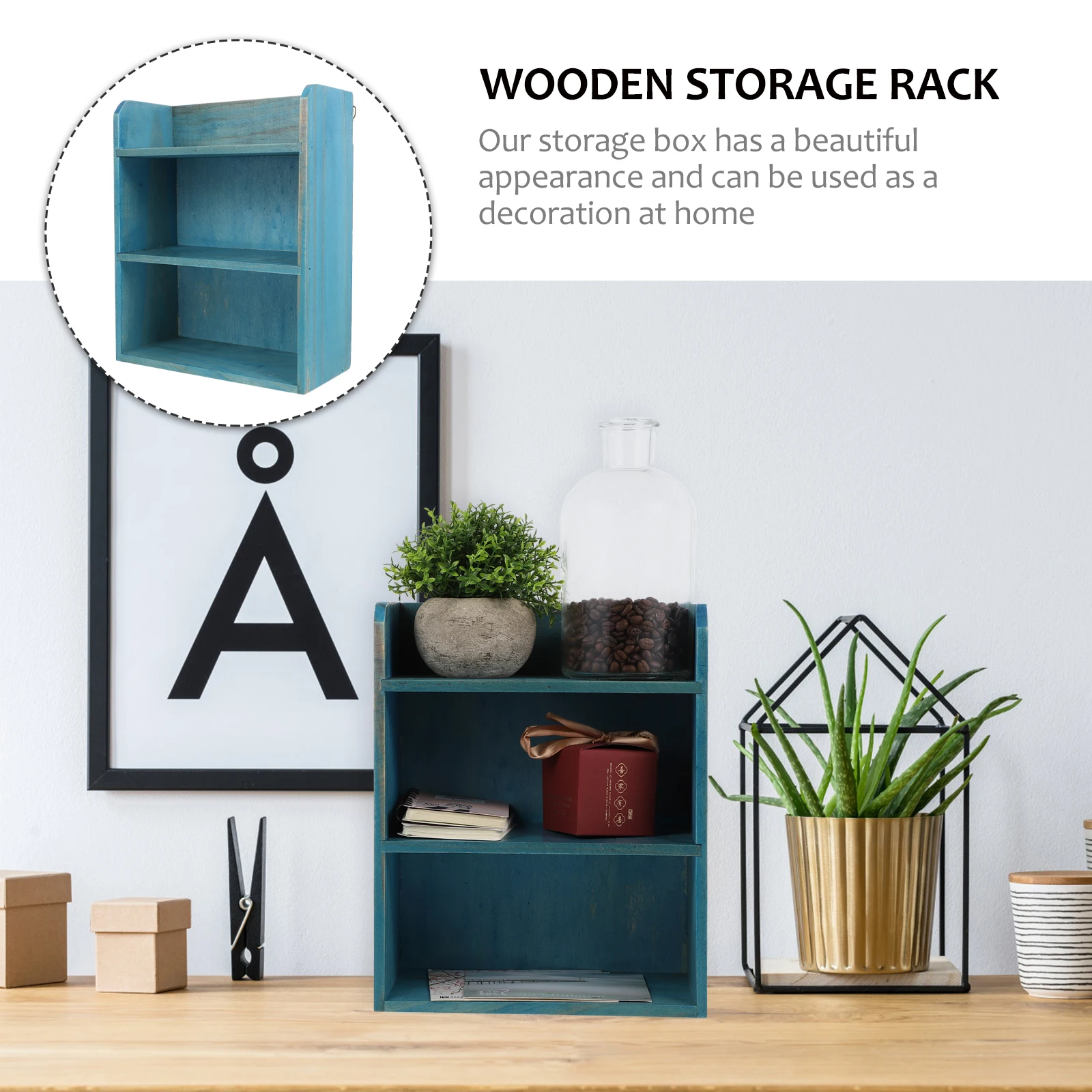 

Solid Wood Storage Rack Home Organizer Large Capacity Desk Sundries Multi Purpose Furniture Wooden Box Gift