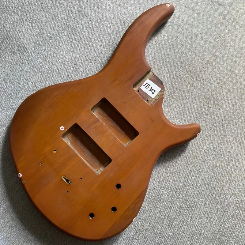 

IB308 Solid Redwood 4 or 5 String Electric Bass Body Right Hand HH Pickup Replace and DIY Parts Paints Damages& Surface Dirty