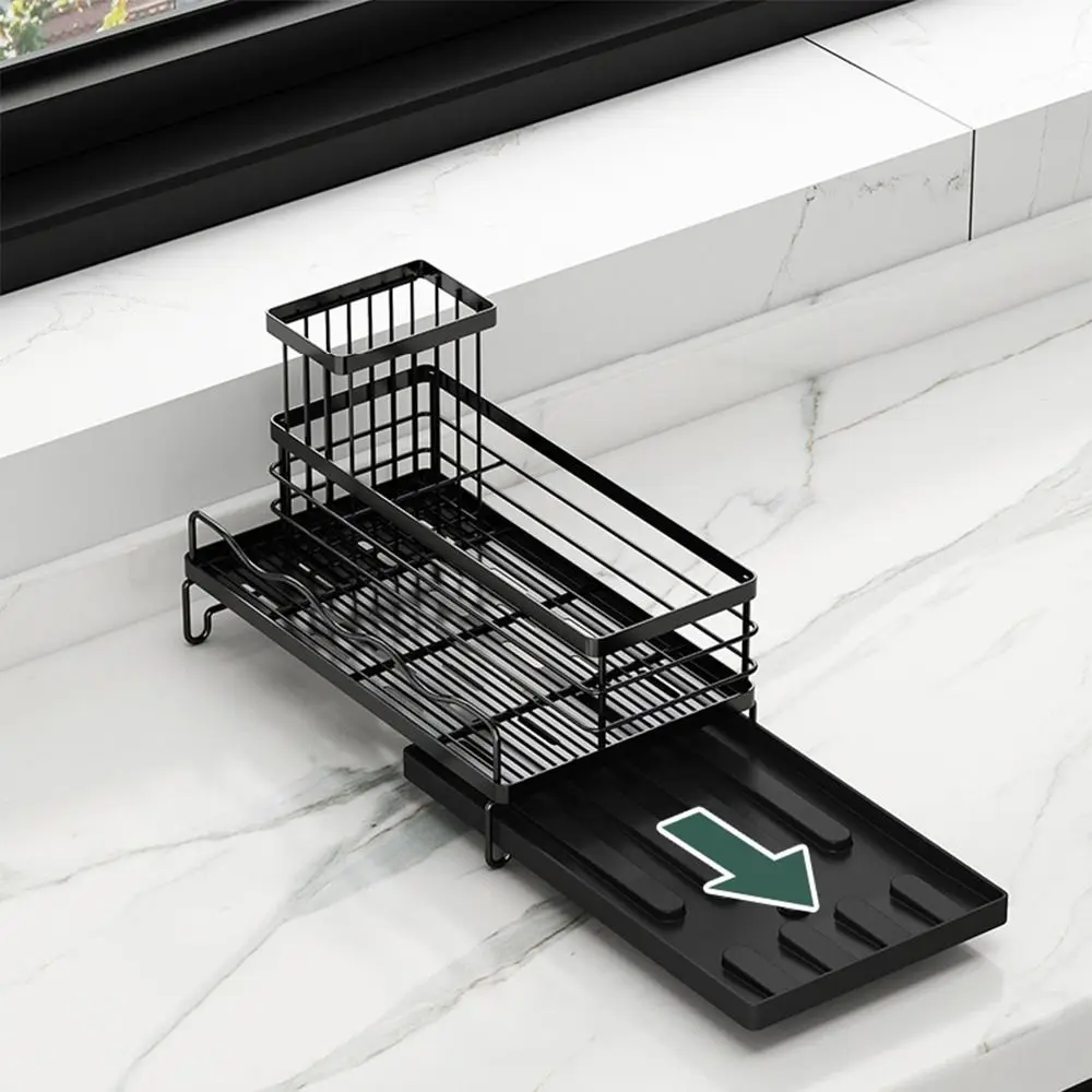 

Stainless Steel Kitchen Sink Rack Self-draining Quick Dry Kitchen Sponge Holder Save Space with Chopsticks Holder