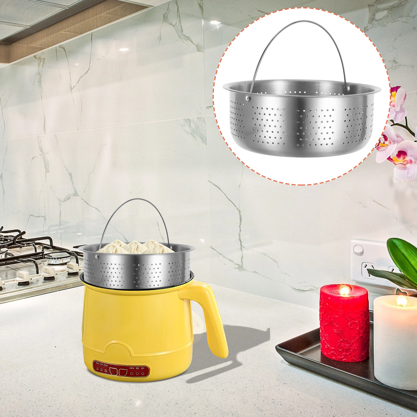 

304 Stainless Steel Rice Steamer Cage Soup Separation Handheld Basket Electric Cooker Accessories Veggie Food Vegetable Fish