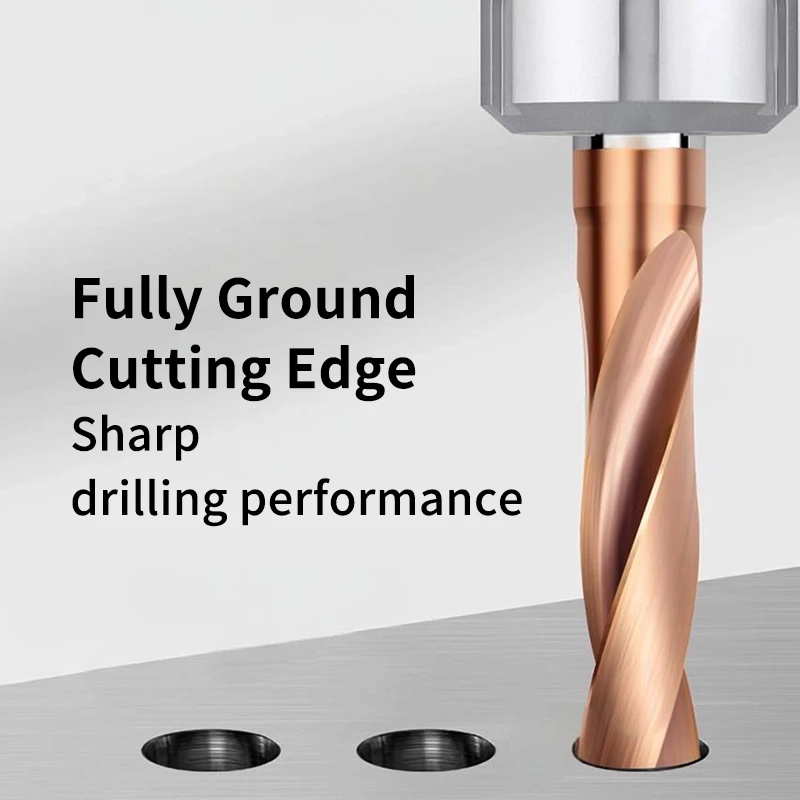 Long Reach Bronze Coated Flat Bottom Drill for Stainless Steel Cast Iron Deep Slot CNC Machining Tools