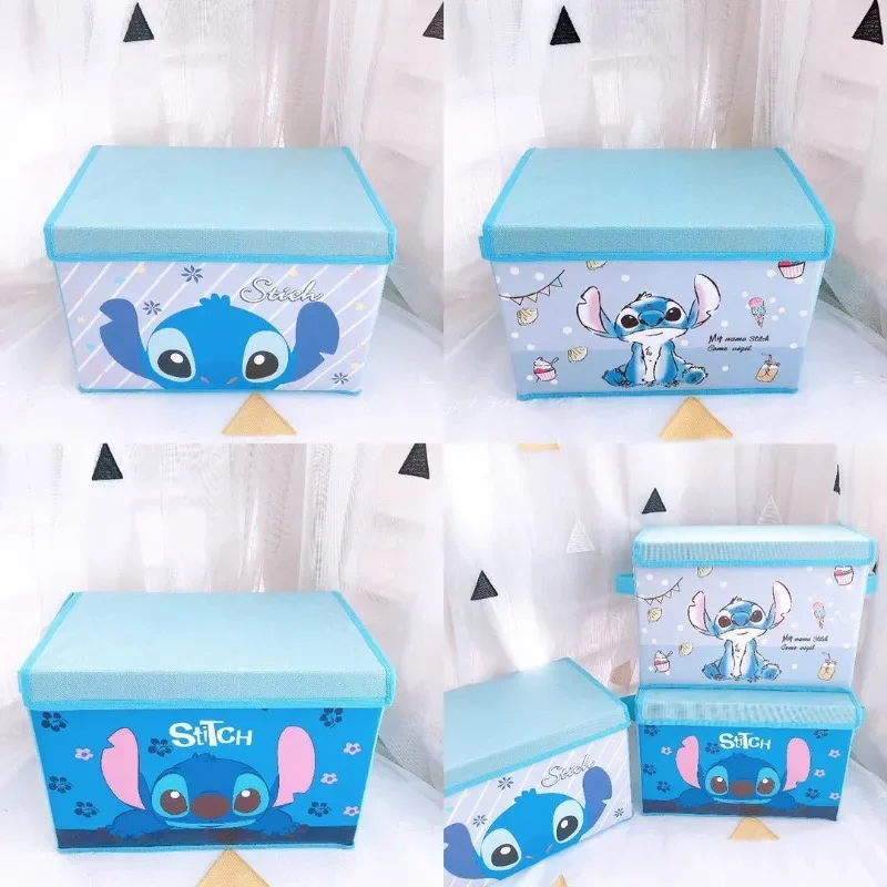 ديزني غرزة أنيمي صندوق تخزين قابل للطي متعدد الوظائف سلة تنظيم مكتب غرفة نوم صندوق تخزين ملابس صندوق تنظيم الطفل