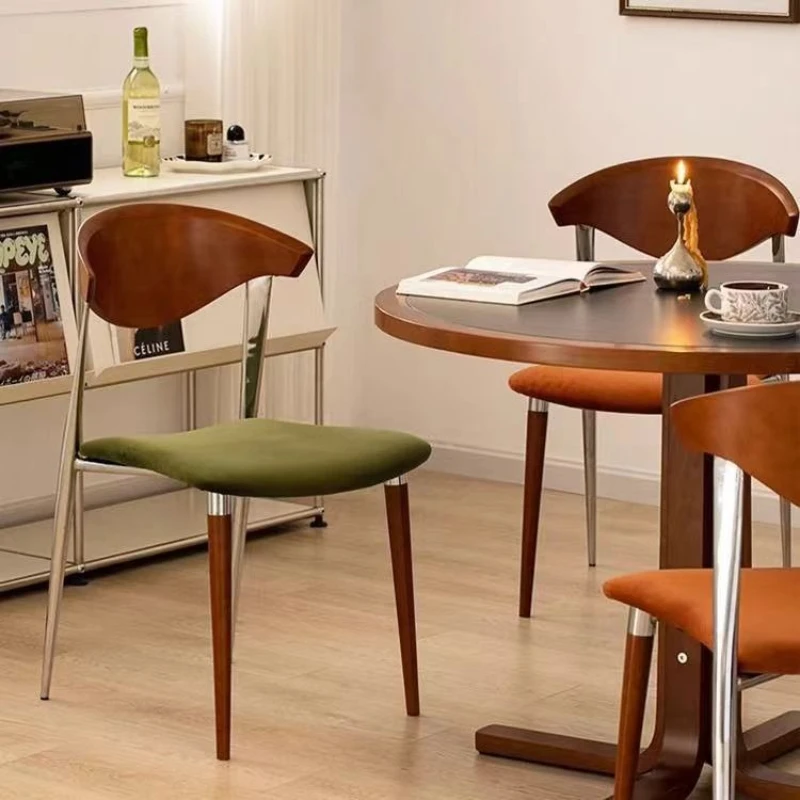 

Dining chair Solid wood Nordic medieval designer chair Modern wrought iron backrest Leisure desk chair