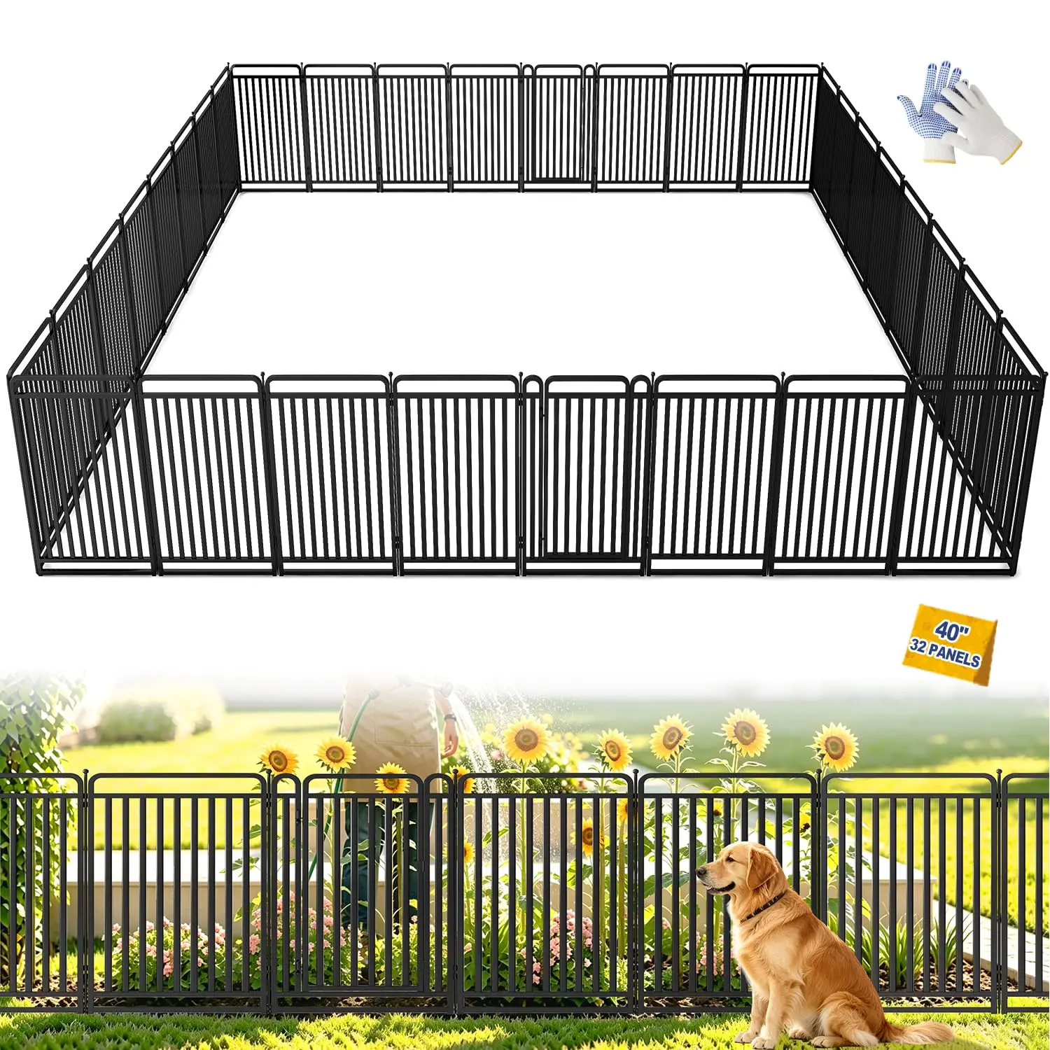Heavy Duty No Dig Metal Garden Fence, Animal Barrier Outdoor Yard Edging Border for Dog Rabbit Chicken, Customized