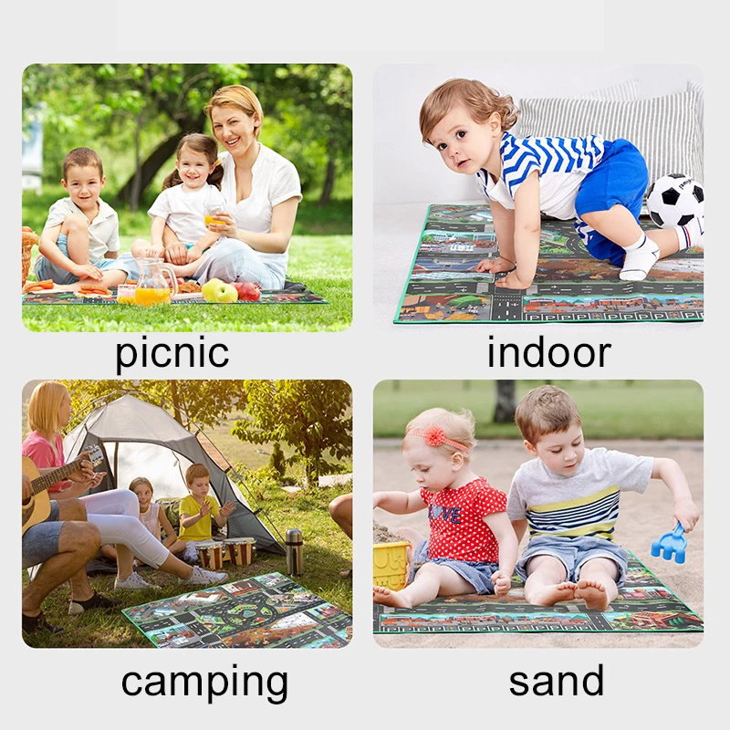 Baby Crawling Mat Games Mat Outdoor Camping Mat Pretend Play Simulated Traffic Scenarios Urban Transportation Road Signs TMZ