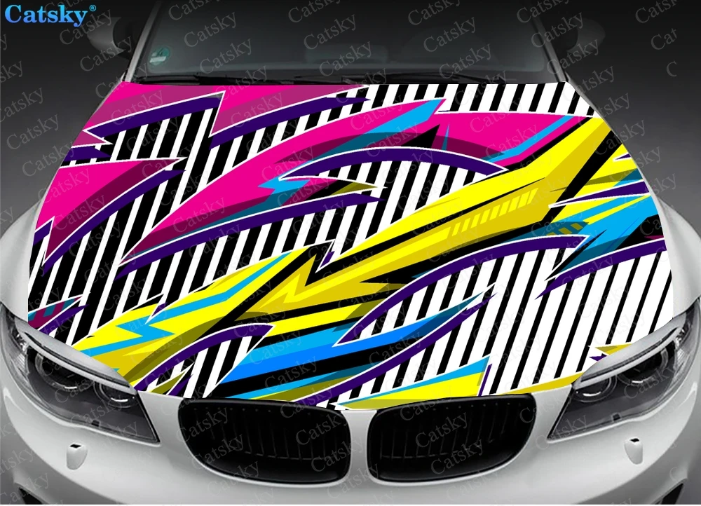 Abstract Arrow Racing Car Hood Decal Stickers Wrap Vinyl Film Engine Cover Decals Sticker Car Hood Protective Film