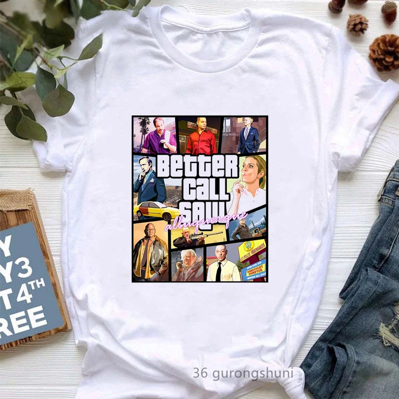 Melhor chamada saul impressão gráfica tshirt das mulheres roupas engraçado branco t camisa femme harajuku camisa de verão moda feminina camiseta