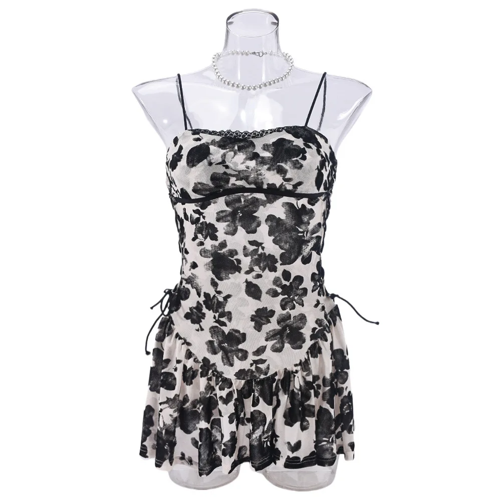 فستان نوم قصير مخملي بدون ظهر مثير ورفيع للغاية وحزام شفاف #3