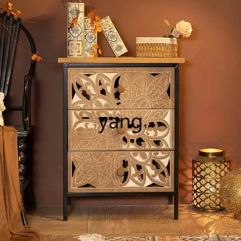 LH  TV cabinet wrought iron entrance retro dining side cabinet household storage art side cabinet