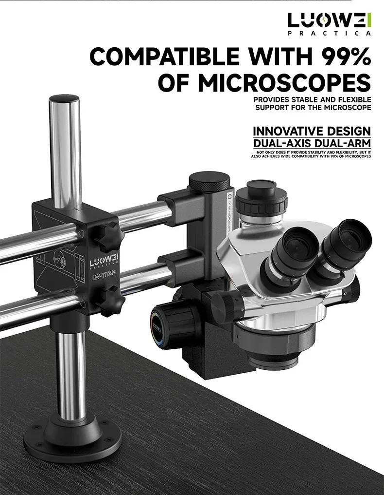 Stojak na mikroskop LUOWEI LW-GK02 360° °   Regulowane mocowanie kompatybilne tylko mikroskop 32 mm do narzędzia do naprawy telefonów komórkowych