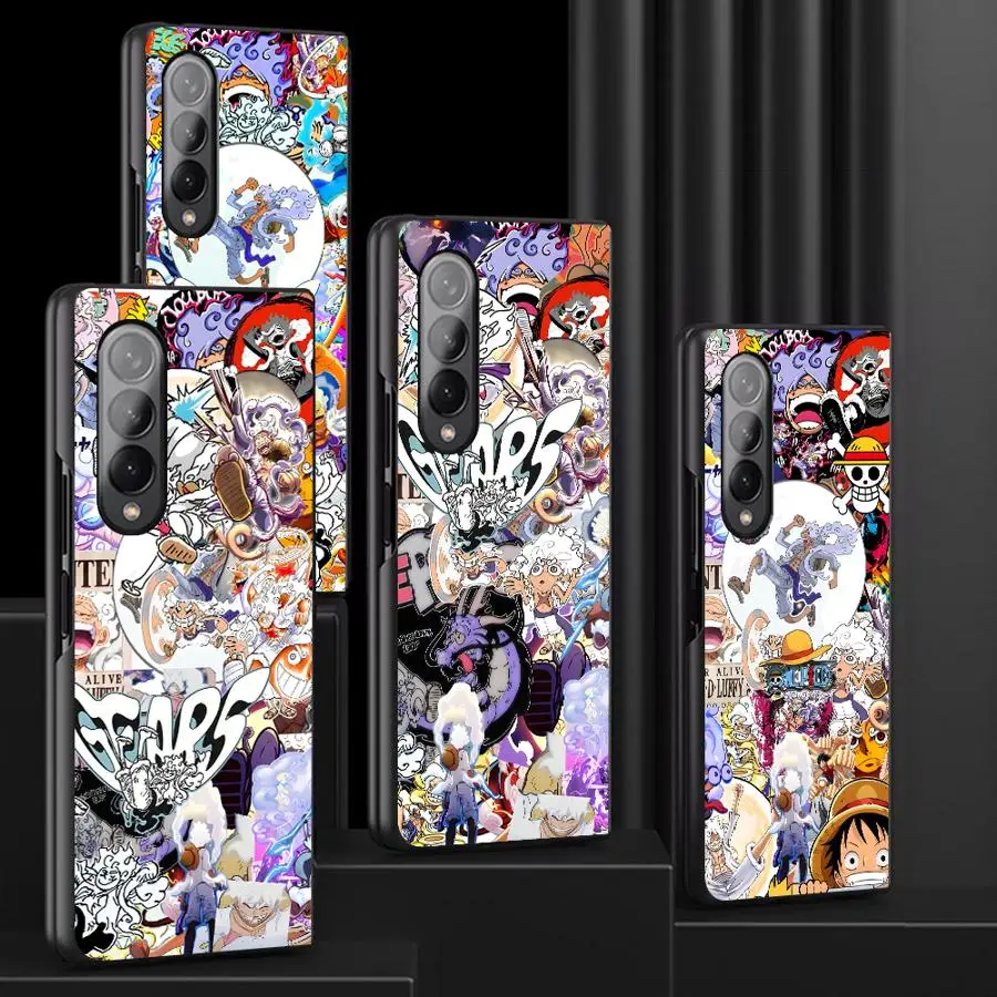 Funda trasera de teléfono para Samsung Galaxy ZFold4 ZFold3 Z Fold 7 6 5 4 3 ZFold5 ZFold7 ZFold6 One Piece Super Gear 5 Luffy