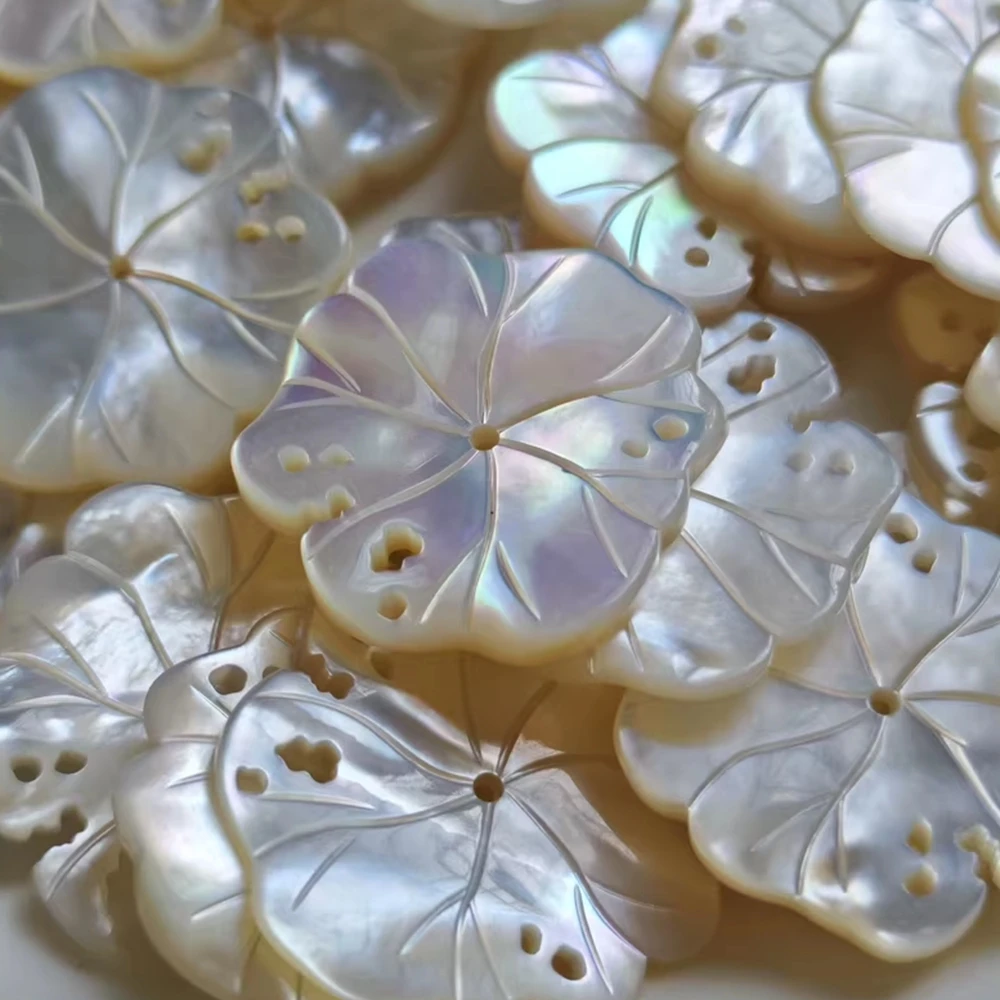 

Natural White Lipped Pearl Oyster Porose Water Lily Cut 23X25mm Loose Gemstone DIY Small Accessories