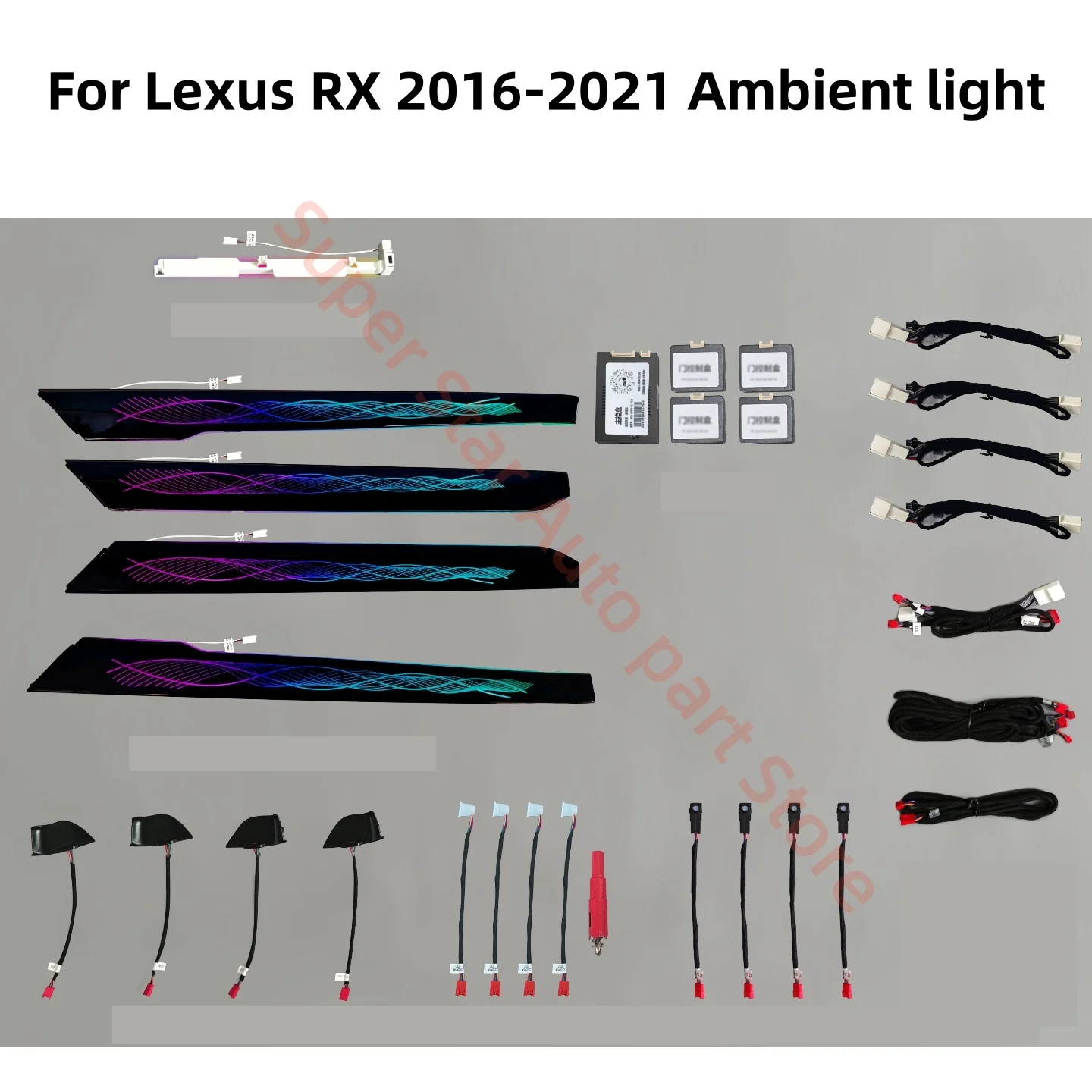 

Для Lexus RX 2016 + светодиодная атмосферная лампа, автомобильное внутреннее освещение, обновленные автоаксессуары, полосы внутренней отделки, окружающее освещение