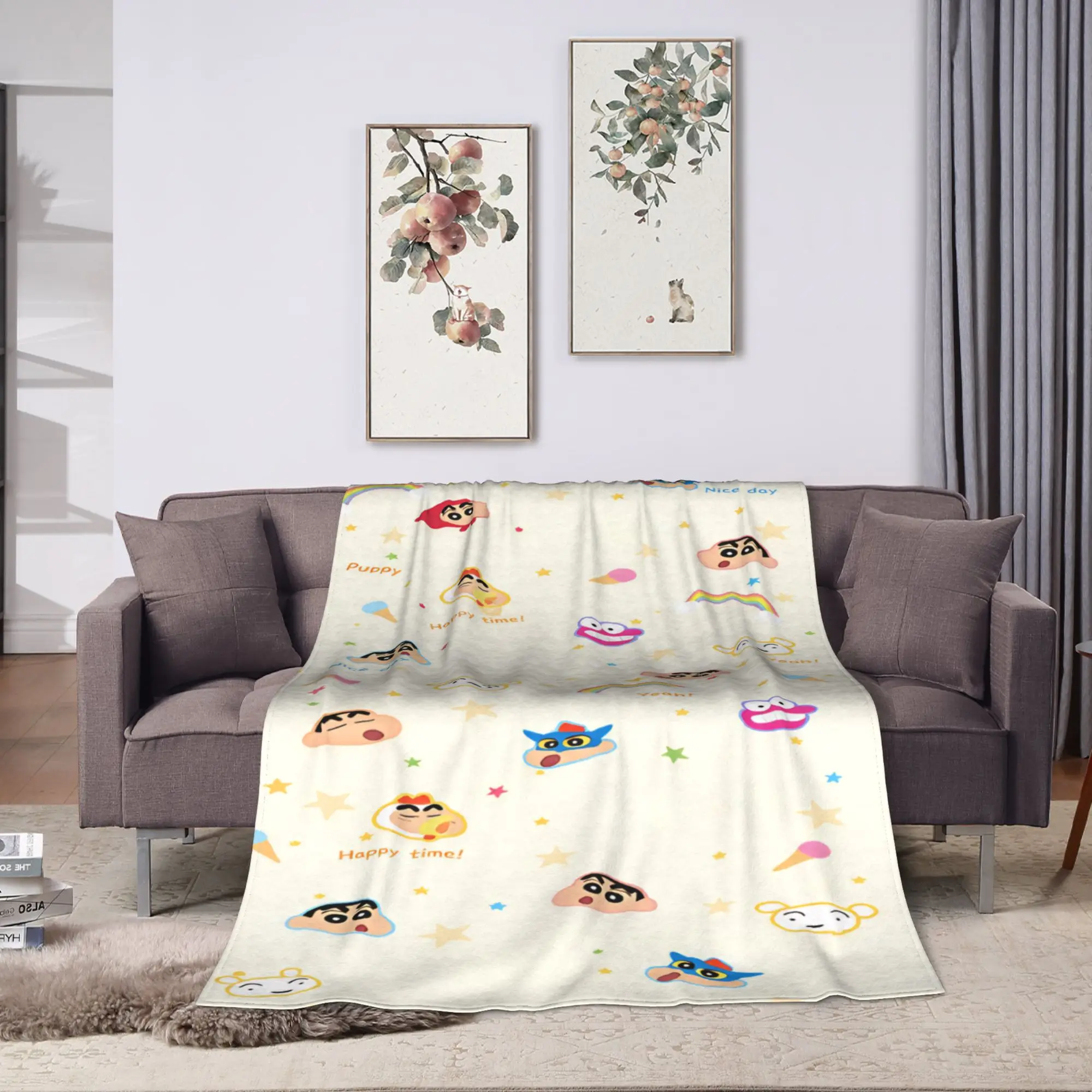 Crayon Shin-chan  Blanket  Airplane Travel Flannel Throw Blanket For Home Decor Warm Soft Custom DIY Quality Bedspread Gift