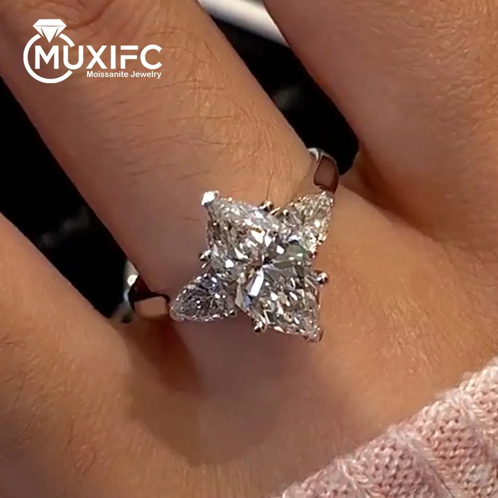 

MUXIFC 3 Carat Marquise Cut Moissanite Ring for Women 925 Sterling Silver GRA Certified Engagement Wedding Finger Rings Jewelry