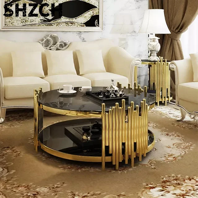 Custom 2025 Hot Home Furniture Modern Luxury Tea Table Stainless Steel Coffee Table Set