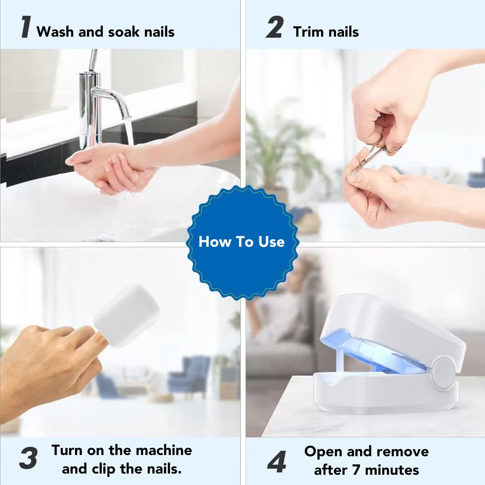 Luz de hongos para uñas ZK40, dispositivo de limpieza de hongos para uñas con batería de iones de litio portátil de alta eficiencia de 400mAh para el hogar