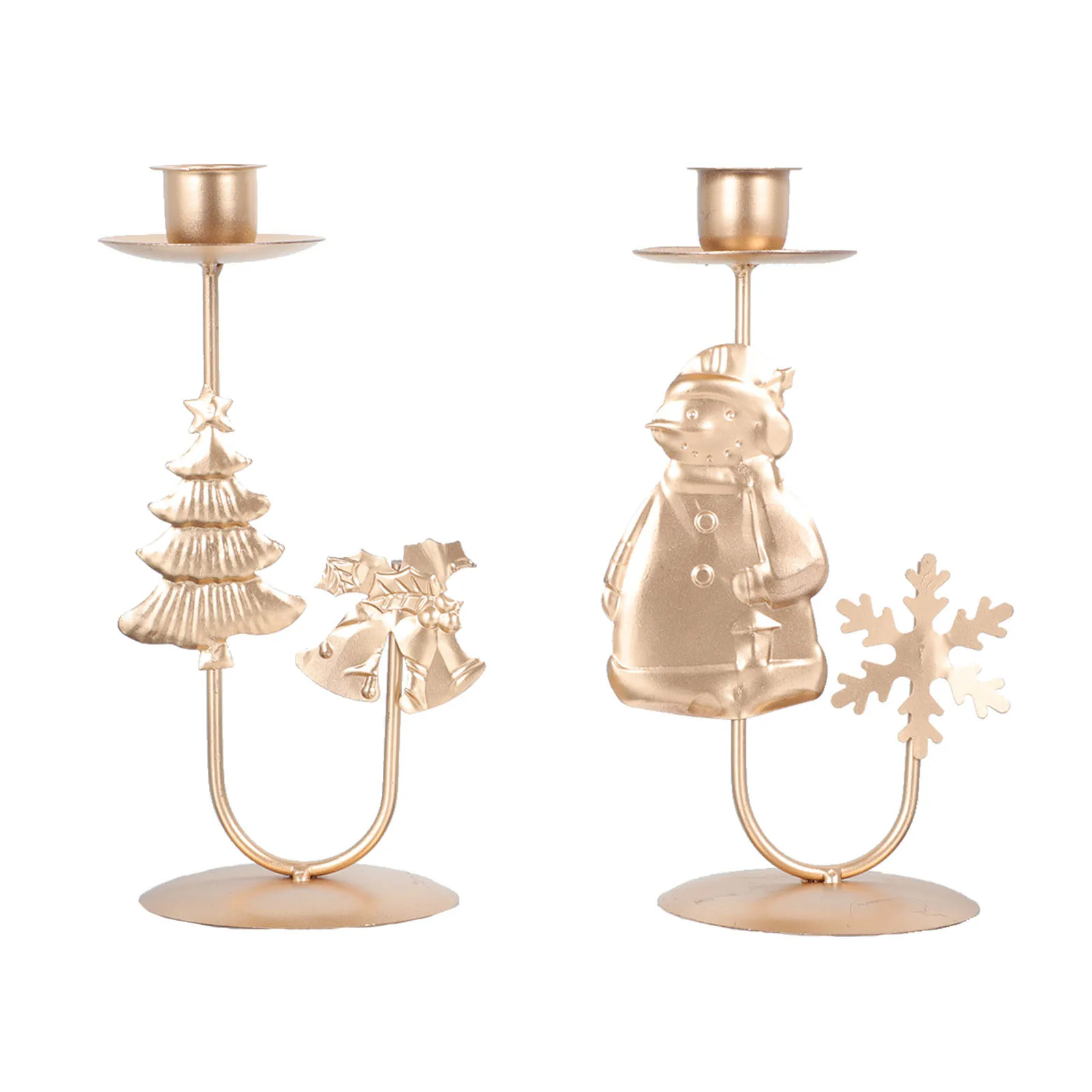 

2Pcs Christmas Holder Iron Art Candlestick Rustic Retro Style Xmas Table Centerpiece Party Supplies Iron Art Candlestick