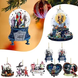 Disney The Nightmare Before Christmas Sally Jack Christmas Tree Decoration Acrylic Plane Hanging Pendant Kids Gift Cartoon Toys