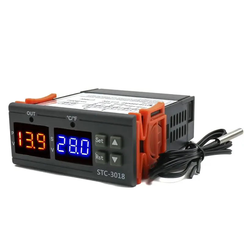 

Цифровой двухканальный терморегулятор BOFO STC-3018 с двумя релейными выходами, термостат для нагрева и охлаждения, 24В