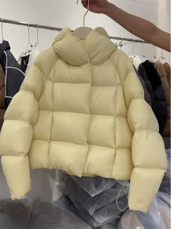 

Women's Thiened down Cotton Jaet Yellow ort Bread Sle Coat Winter 2025 New Korean Version Loose Fit Zipper Closure