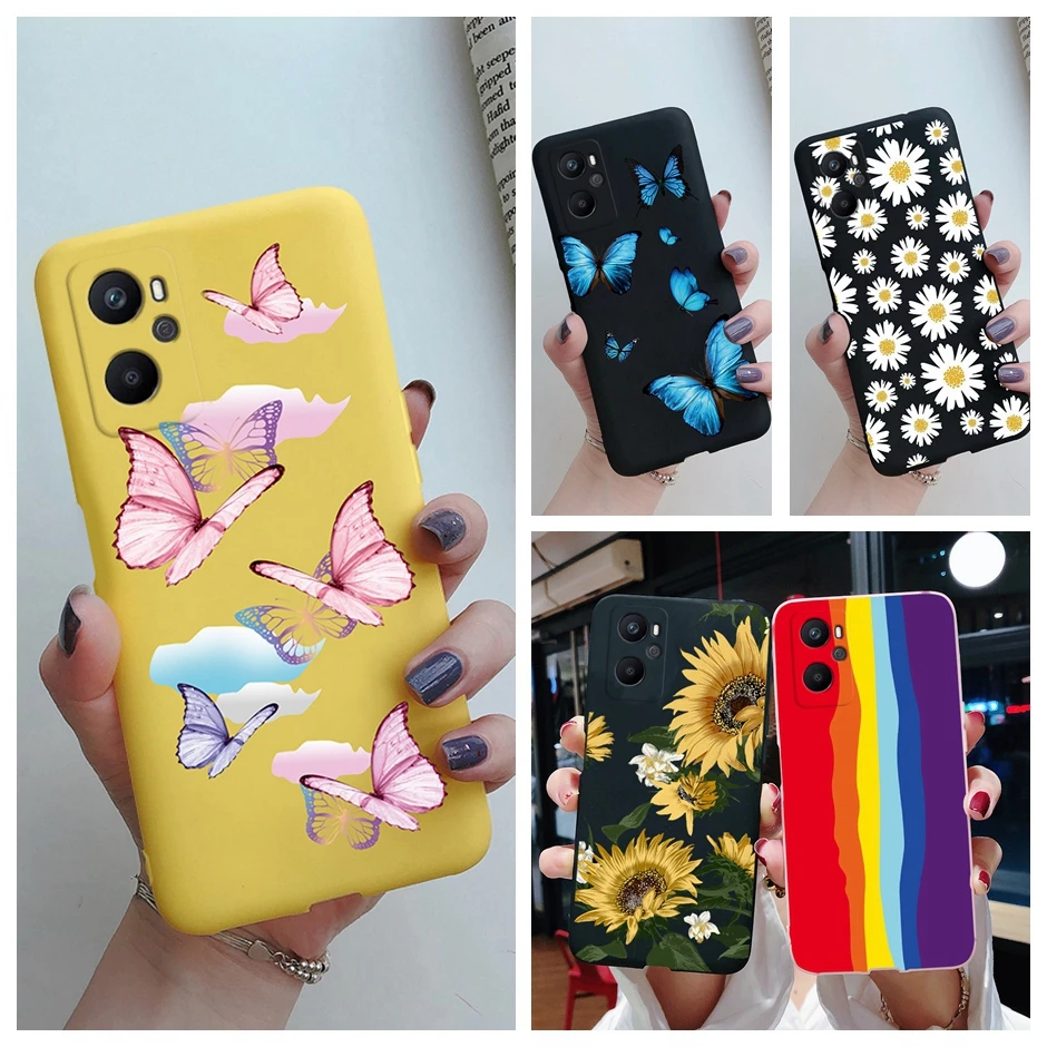 For OPPO A96 Case CPH2333 Soft Silicone Butterfly Phone Cover for Oppo A96 A 96 4G Cases Shockproof Bumper OPPOA96 Casing Funda