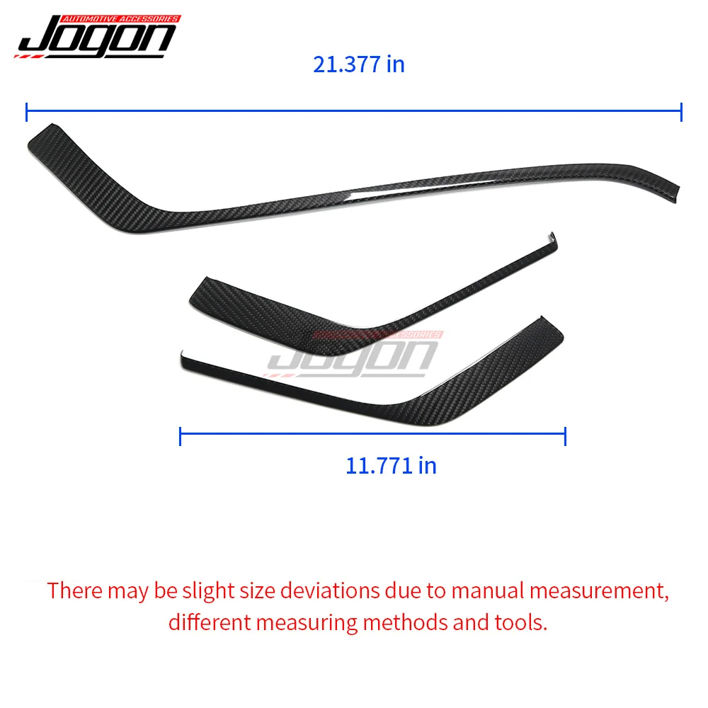 3Pcs Real Carbon Fiber For Chevrolet Corvette C8 2020-2023 Car Interior Front Dashboard Sticker Strip Cover Trim Accessories