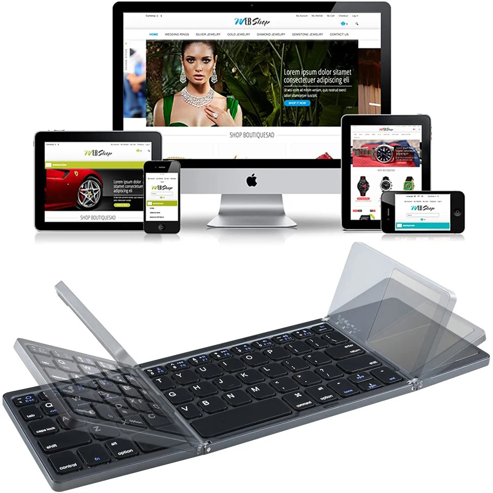 

Portable Wireless Folding Bluetooth Keyboard With Touchpad Keypad For Windows Android IOS Phone ipad Tablet Mini Keyboard