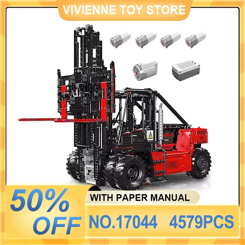 Mould King 17044 MOC High-Tech APP RC Heavy-Duty Forklift Truck Building Block Engineering Assembly Toys Christmas Gift For Kids