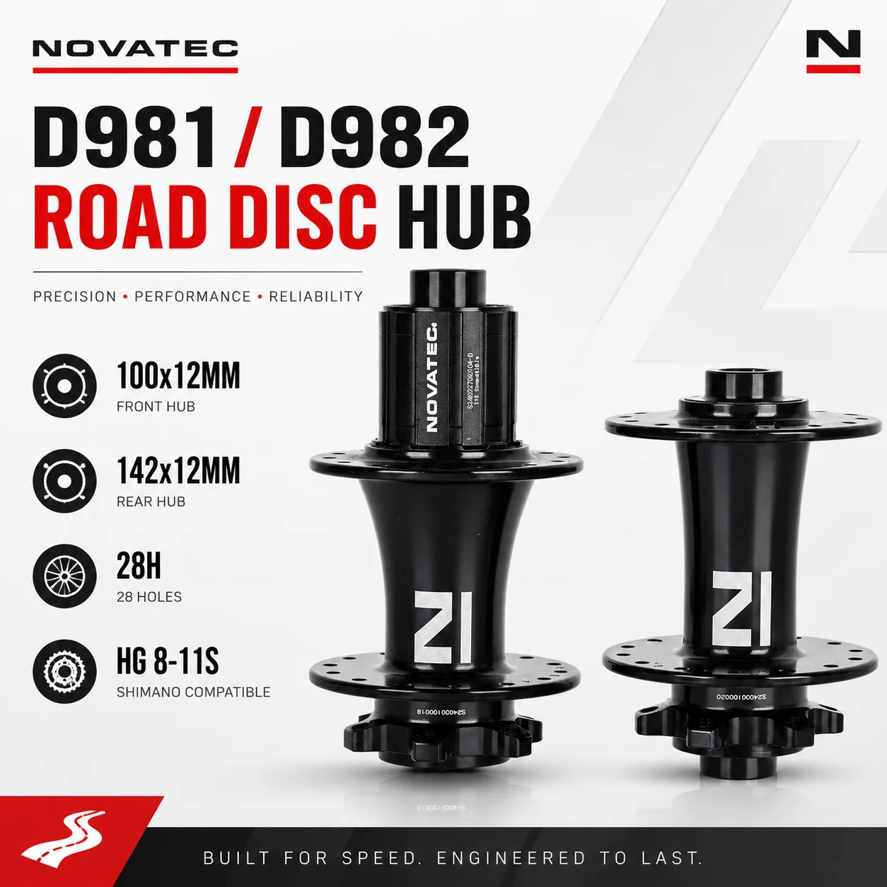 NOVATEC D981 D982 100x12MM 142x12MM 28 holes Road Bike Disc Brake Bearing Bicycle Hub For HG 8 9 10 11S
