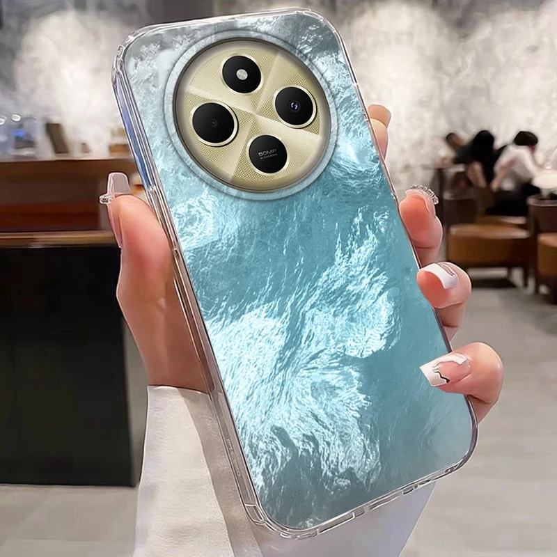 그라데이션 빙하 질감 소녀 여성용 샤오미 포코 X3 X5 M6 X6 X3 NFC M5s M6 Pro C61 충격 방지 폰 케이스