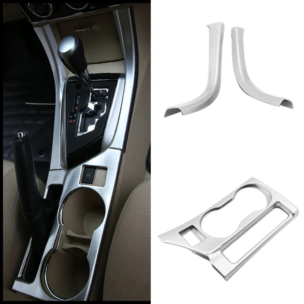 Interior Decoration Front Water Cup Holder Frame Trim Cover Stickers For Toyota Corolla E170 2014 2015 2016 2017 ABS Car Styling