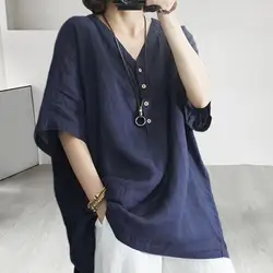 Women Tops Lightweight Women Tops Solid Color V-neck Women's Summer Tee Shirt Stylish Loose Fit Pullover Tops for Streetwear