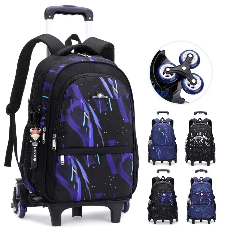 Children\'s Wheel Backpack Boy School Bag with Wheels School Rolling Backpack School Backpack for Kids Rolling Luggage Book Bag