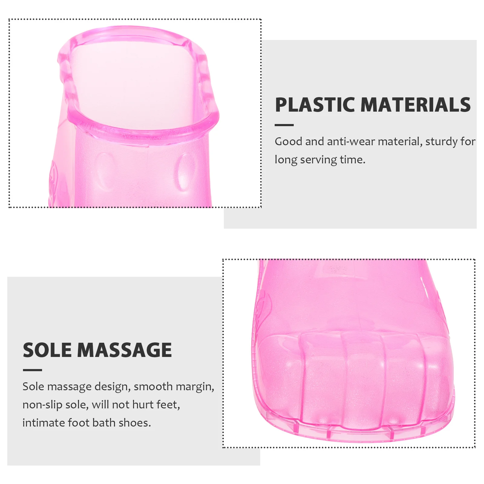 

1Pair Foot Bath Shoes Heat-Resistant Durable Plastic Soak Tub Shoes Massage Non-Slip Sole Suitable for Home Sauna