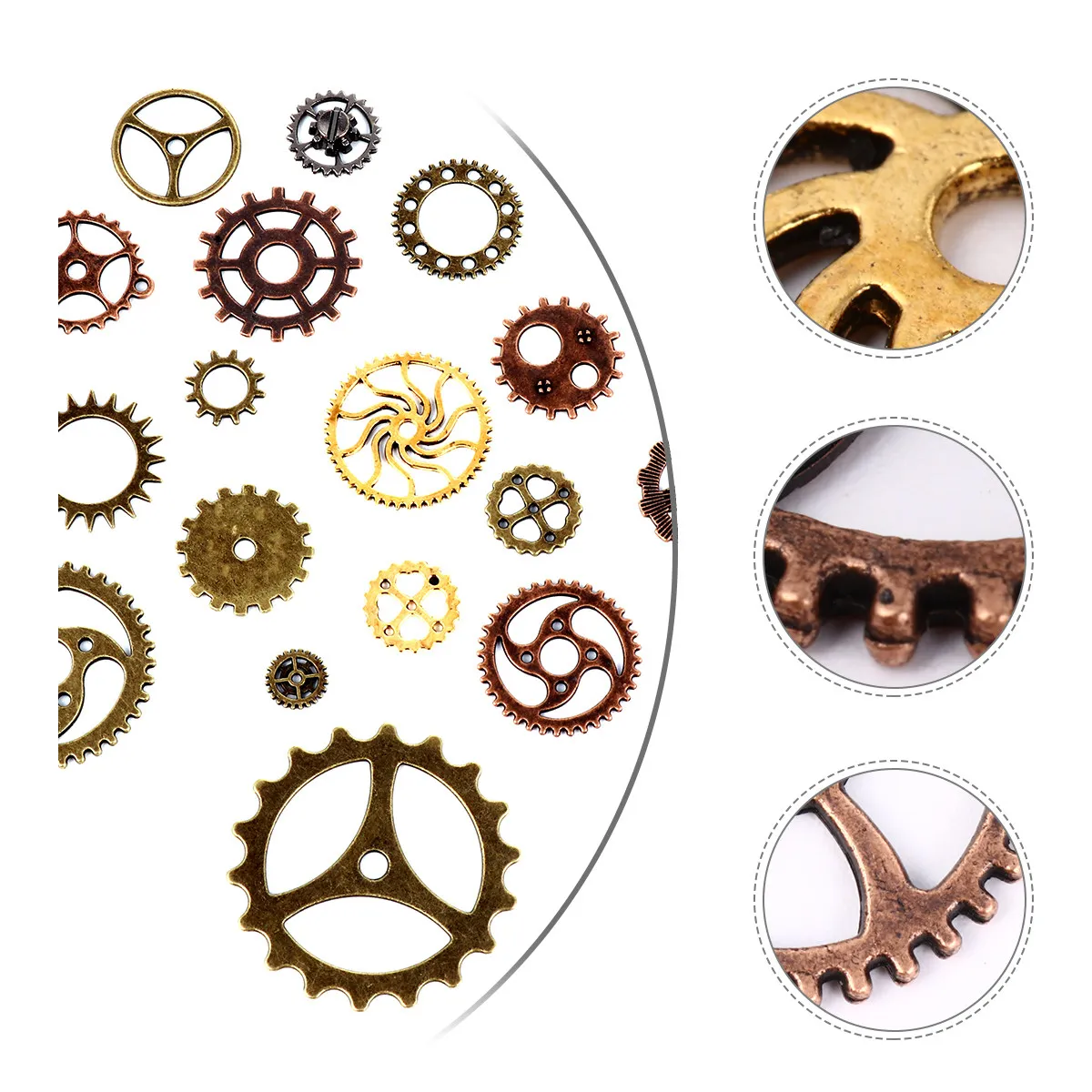 100Pcs Retro Gear Accessories Metal Alloy Vintage Steampunk Jewelry Making Charms Mixed Color DIY Watch Wheel for Necklace