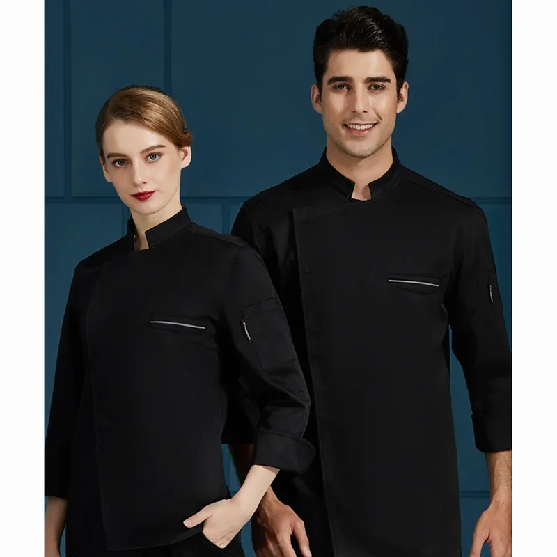 Long Sleeve Chef Jacket Men Women Unisex Cook Coat Hotel Restaurant Kitchen Clothes Waiter Uniform