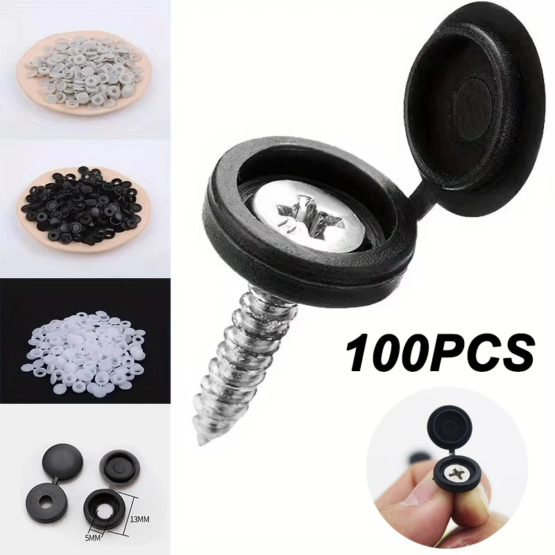 100PCS Decorative Screw Caps White/Grey/Black Folding Nail Buckle for Philips Self-Tapping Screws Furniture Hardware Accessories