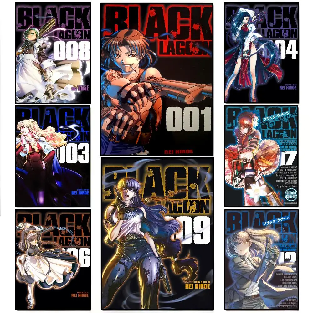 Dark Action Anime B-BLACK LAGOON Poster Artwork Self Adhesive Indoor Wall Hanging Room Decor Gift