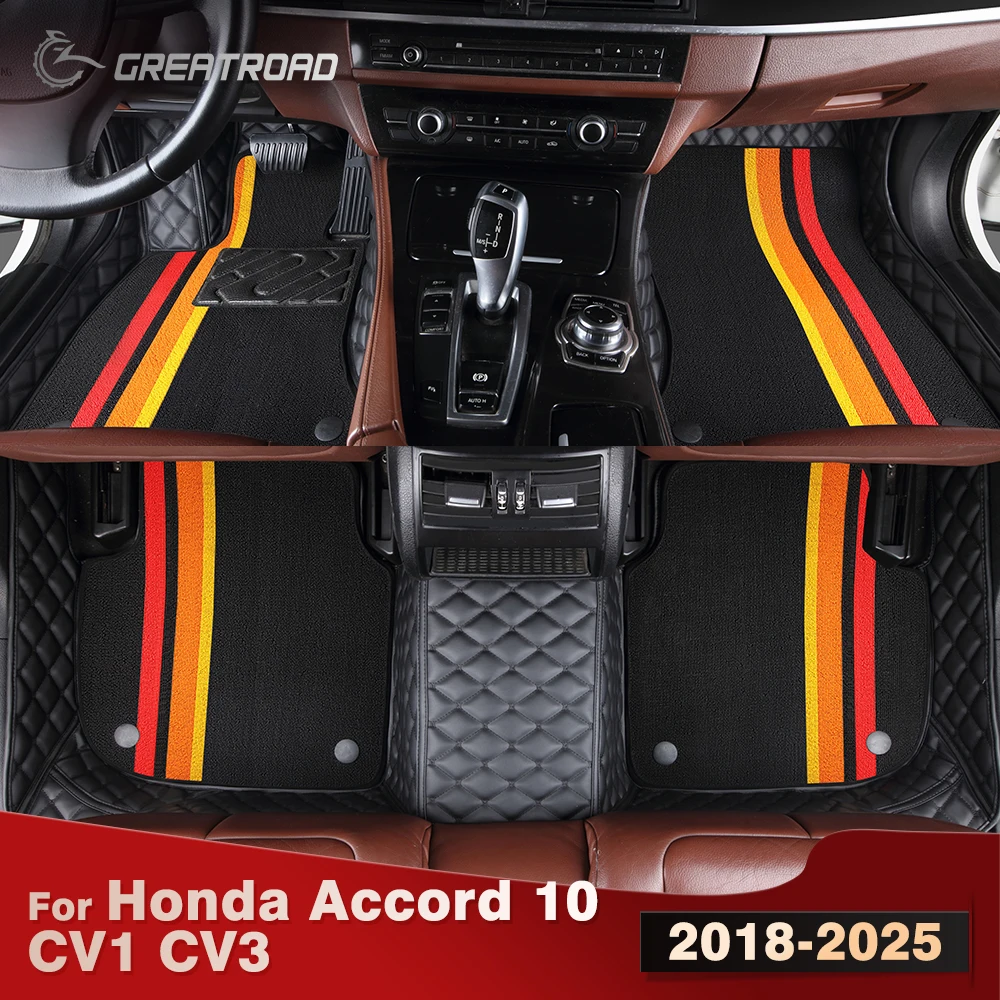 

For Honda Accord 10 CV1 CV3 2018-2025 Double Layer Car Floor Mats Custom Auto Carpet Cover Interior Accessories