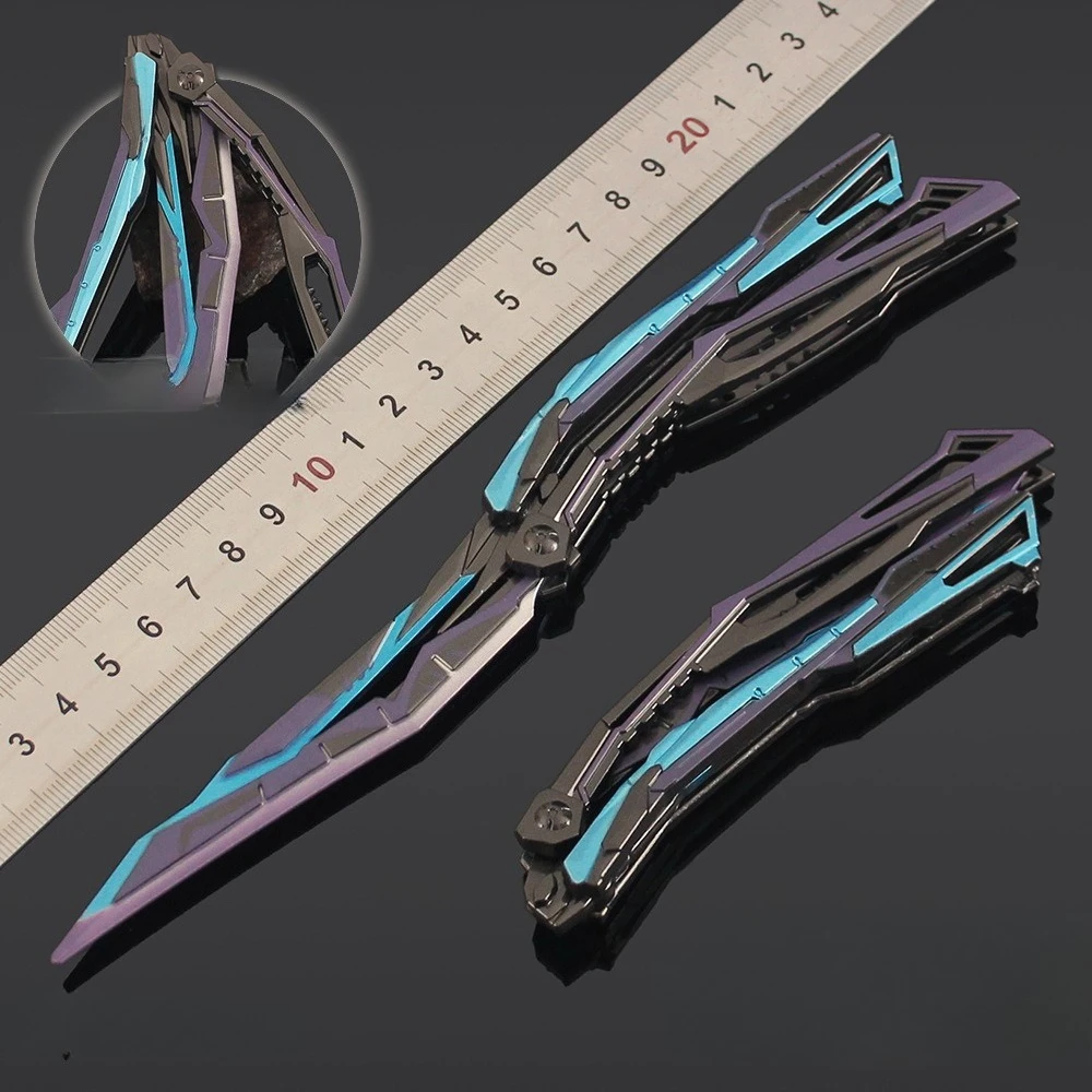 22 センチメートル燃えるような蝶の刃ゲーム周辺機器金属モデル蝶ナイフ武器デスクトップ装飾装飾品誕生日ギフトおもちゃ