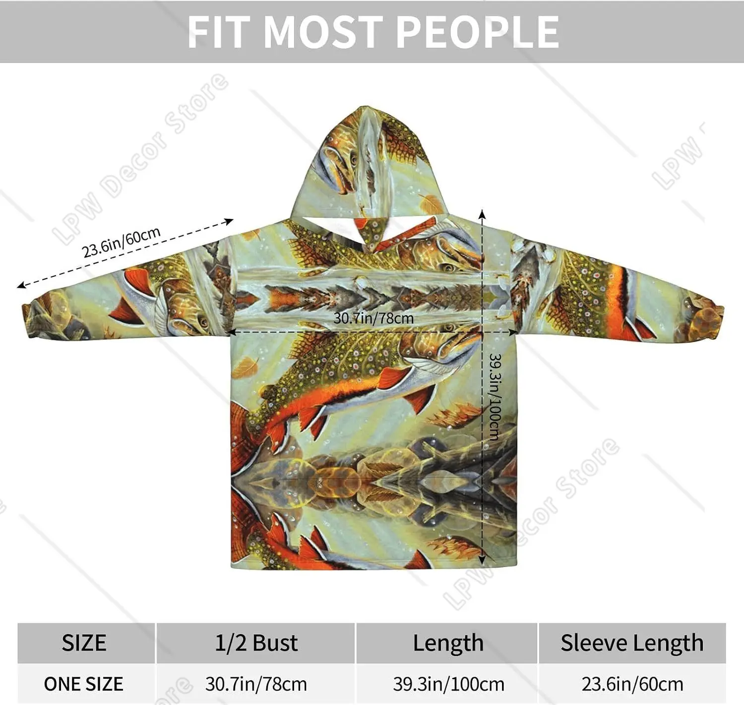 Trout Fly Fishing Print Blanket Hoodies For Women Men Adult Teen Wearable Hooded Sweatshirt With Pocket